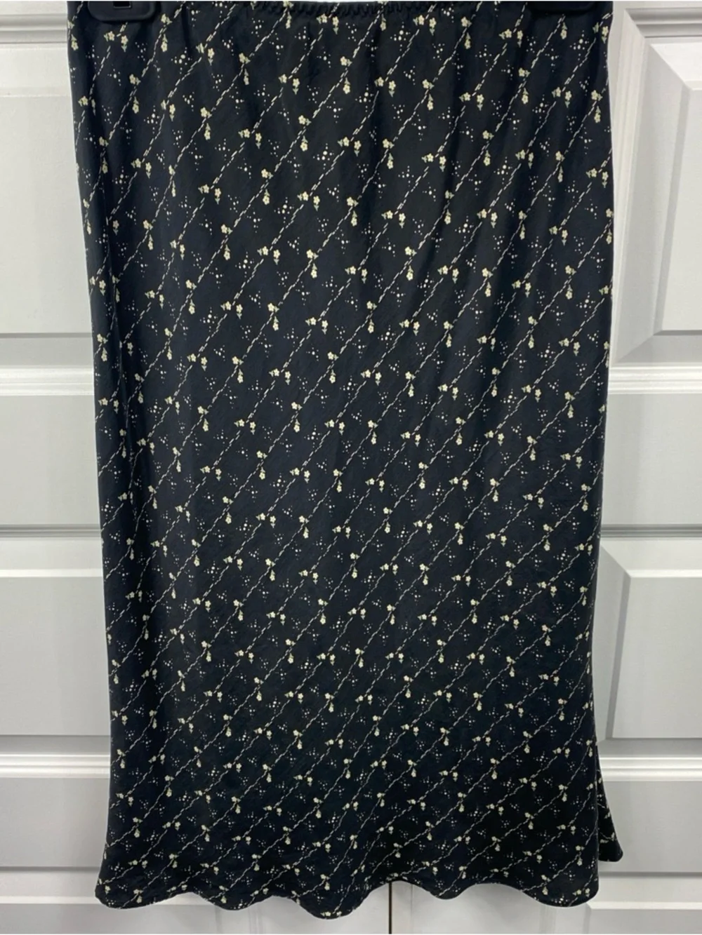 Silk A-line MIDI Skirt Micro Floral All Over Print Earthy Romantic Republic 0 - Picture 2 of 6